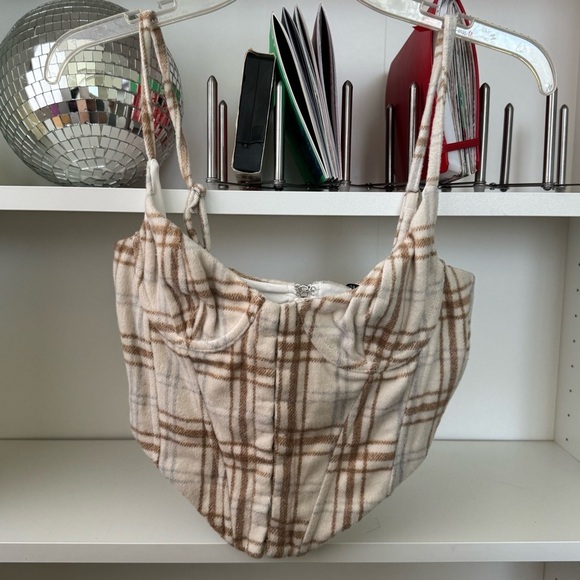 NWT WHITE FOX Choose Me Plaid Bustier Corset Top - Picture 4 of 6